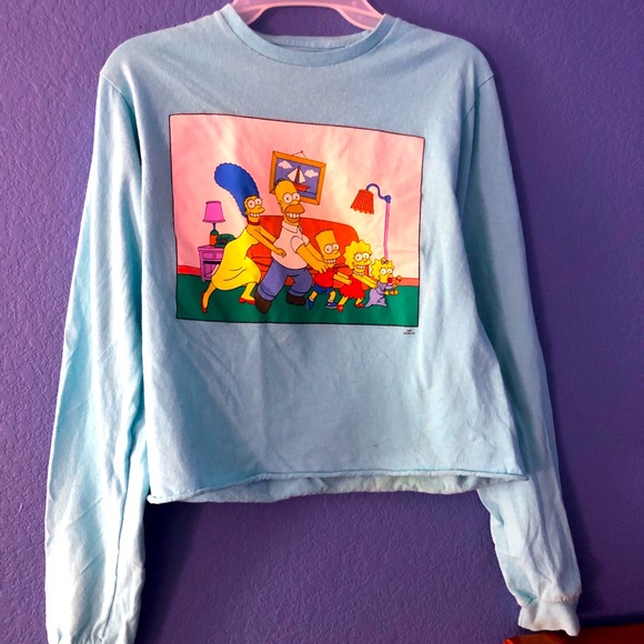 THE SIMPSONS Long Sleeve Crop-Top/T-Shirt - Picture 1 of 2